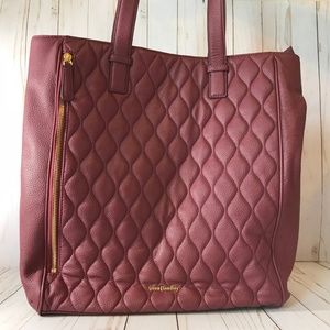 Vera Bradley Leather Leah Quilted Tote Claret